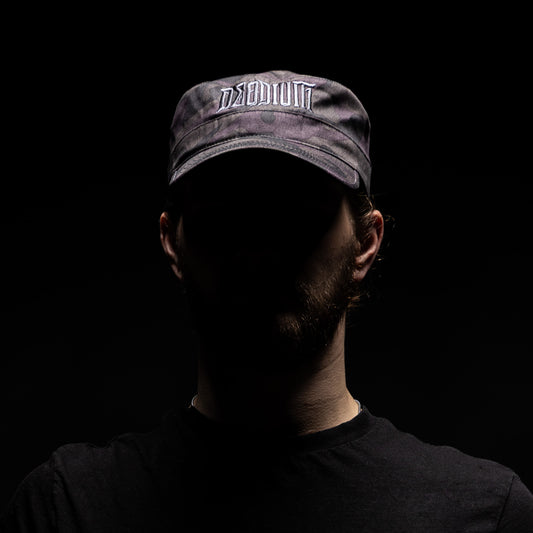 Cap - military style midnight camo with purple stitch