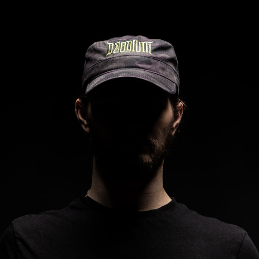 Cap - military style midnight camo with Olive green stitch