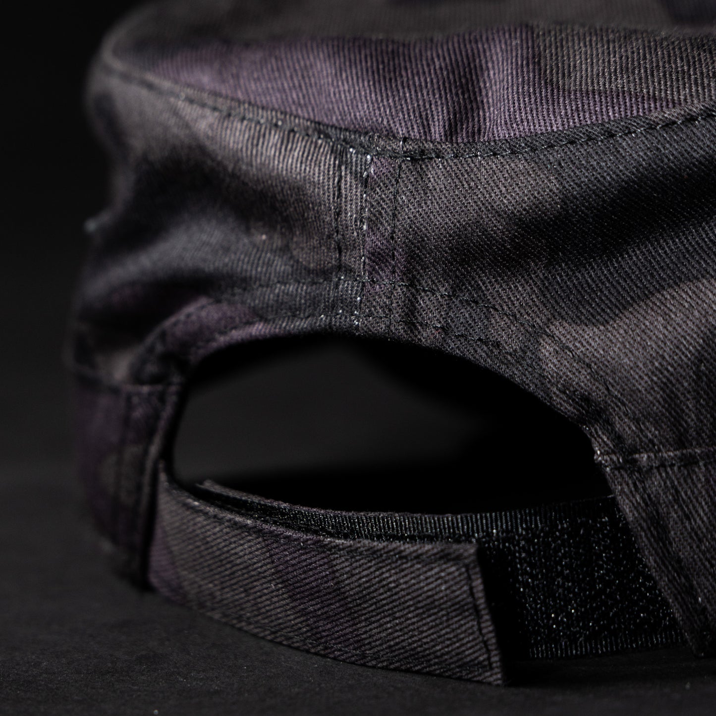 Cap - military style midnight camo with Olive green stitch